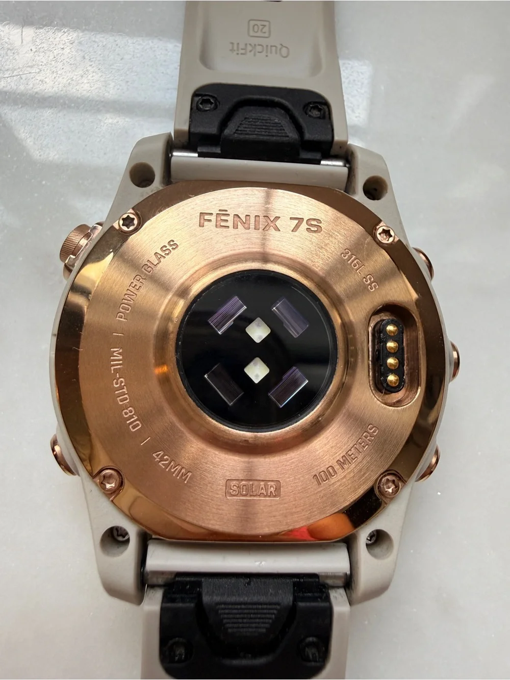 Garmin fēnix® 7S Solar Edition Rose Gold with Light Sand Band